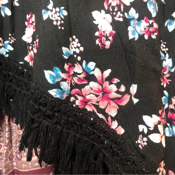 Lane Bryan Kimono Floral Fringe lightweight Flowy M Dolman Festival Coachella - Picture 6 of 8